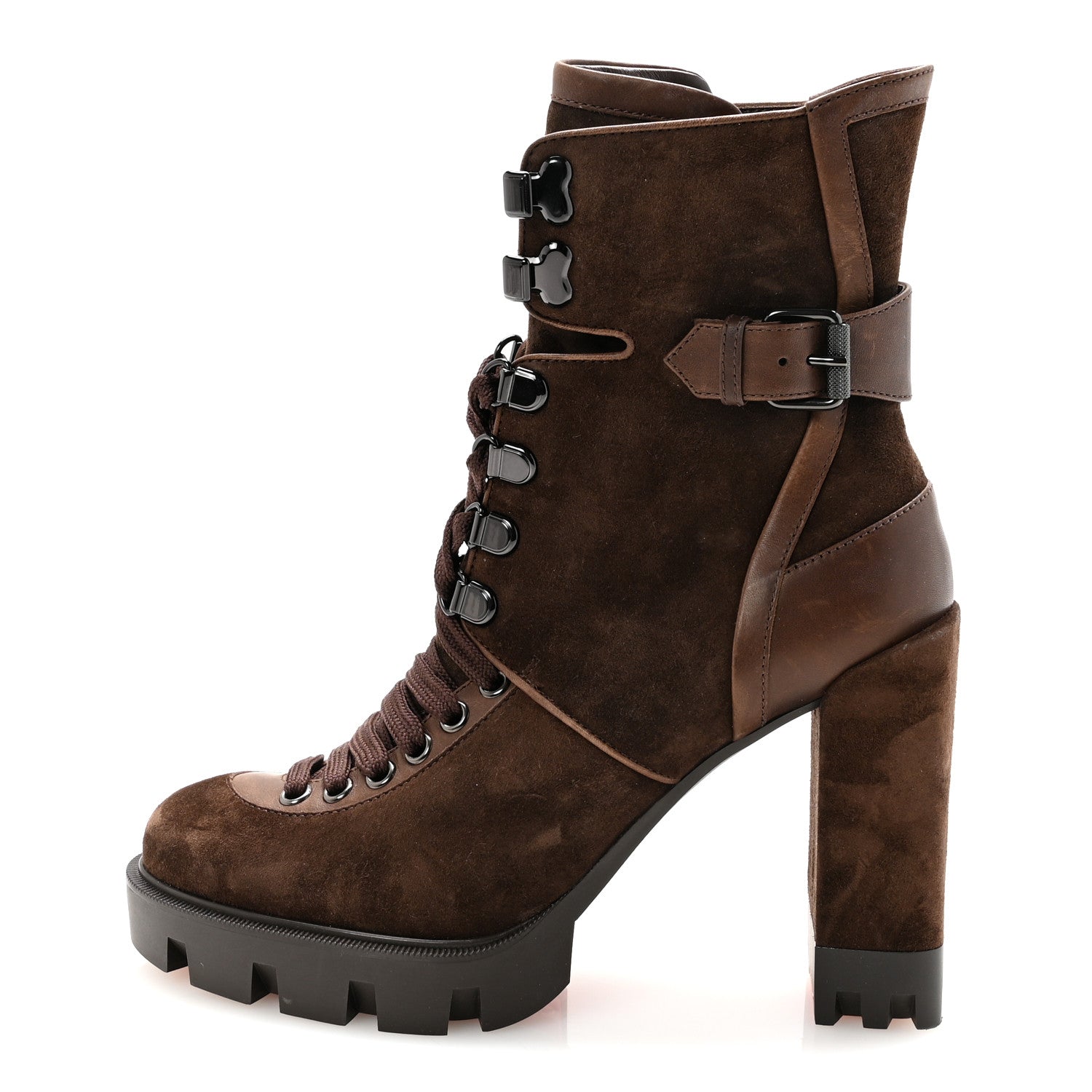 Christian Louboutin Veau Velours Calfskin Wax Macademia 100 Biker Platform Boots 37 Cosme 1 of 9