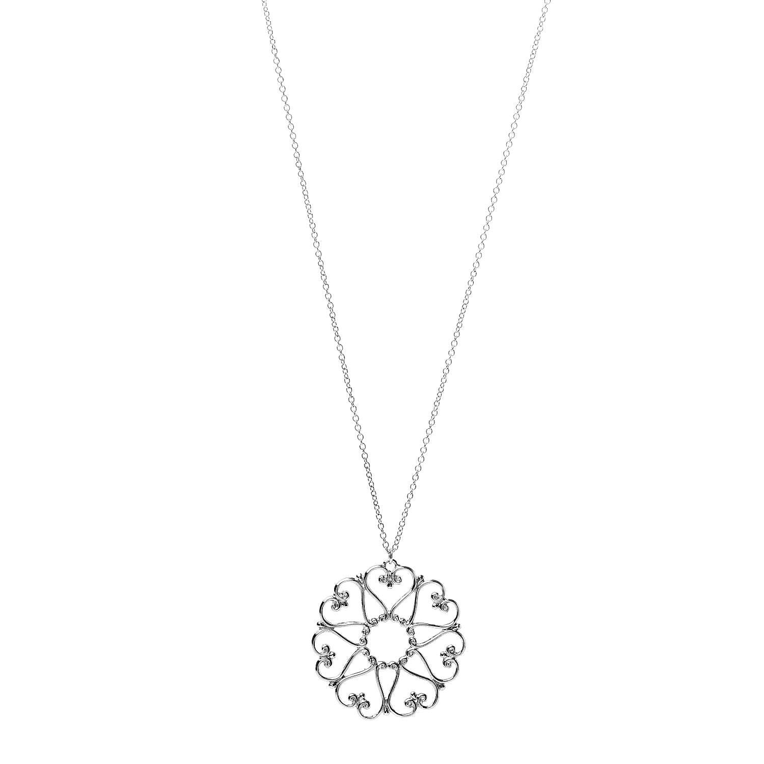 Tiffany Sterling Silver Paloma Picasso Hearts Medallion Pendant Necklace 1 of 4
