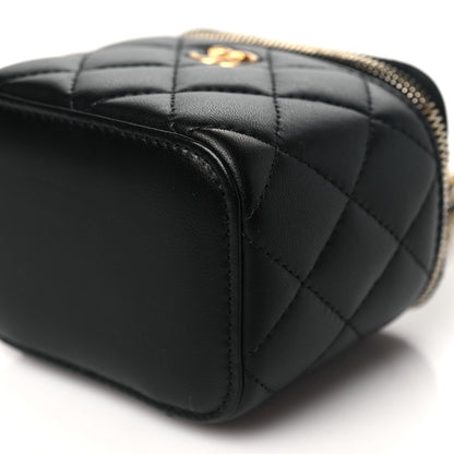 Chanel Lambskin Quilted Mini Pearl Crush Vanity Case With Chain Black 10 of 10