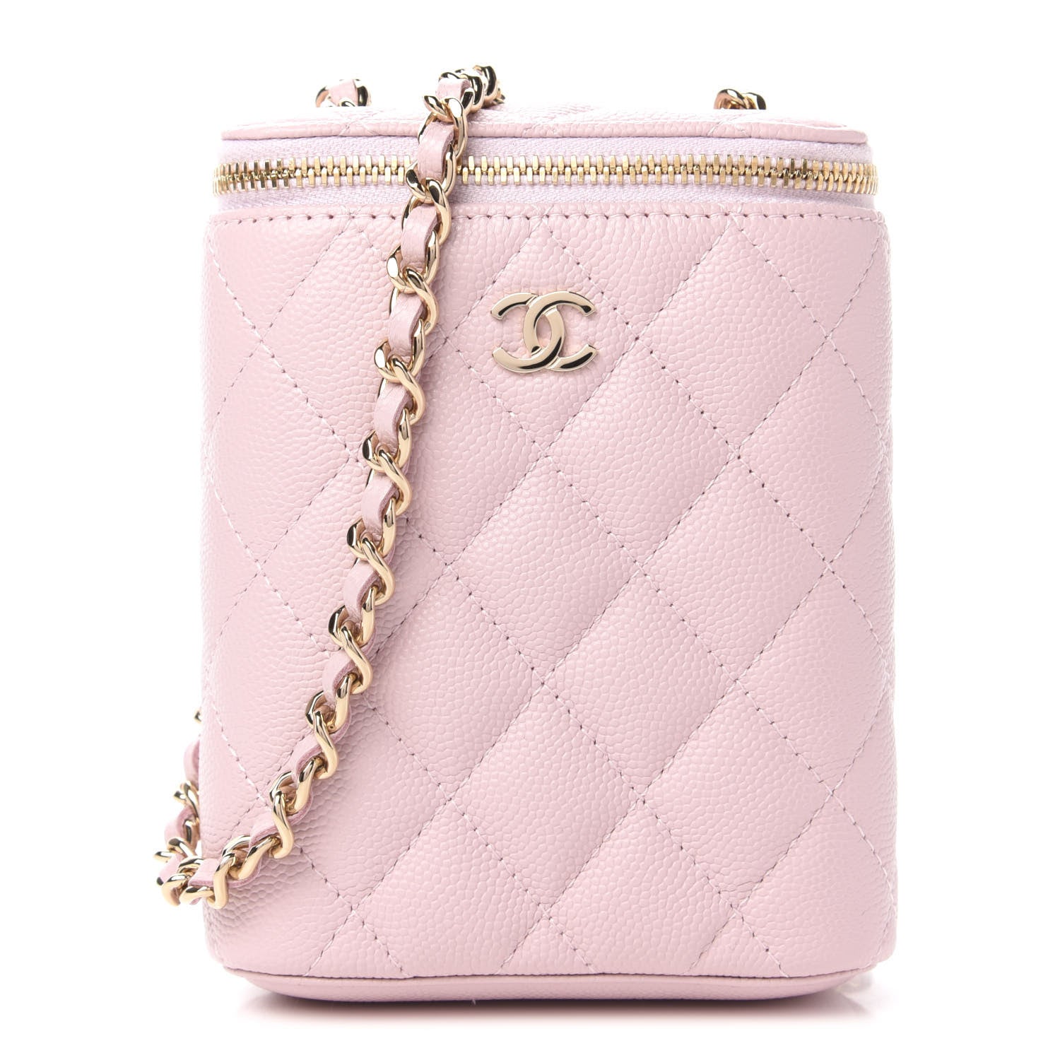 Chanel Caviar Quilted Small Vertical Coco Beauty Vanity Case With Chain Light Pink 1 of 11