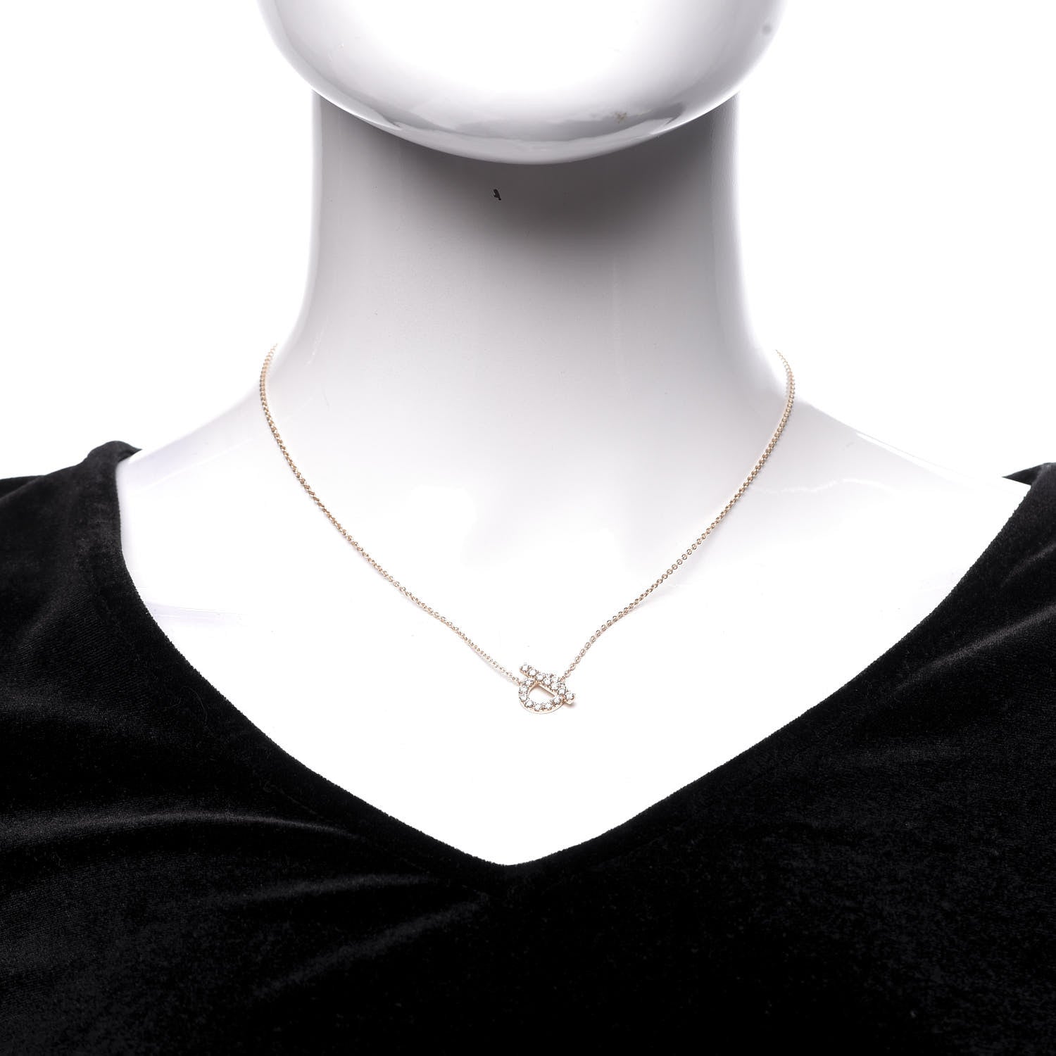 Hermes 18K Rose Gold Diamond Finesse Pendant Necklace 2 of 6