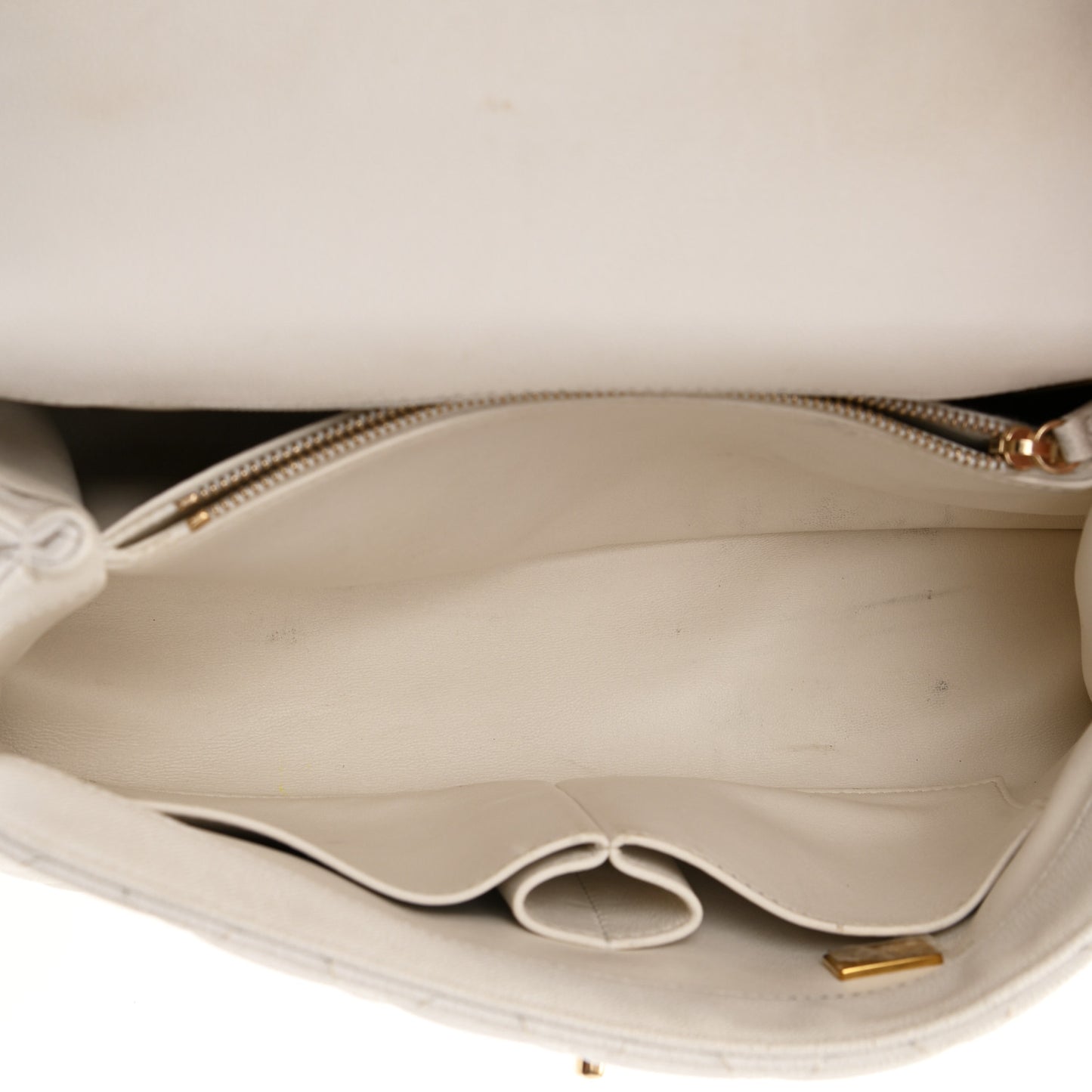 Caviar Quilted Small Coco Handle Flap White