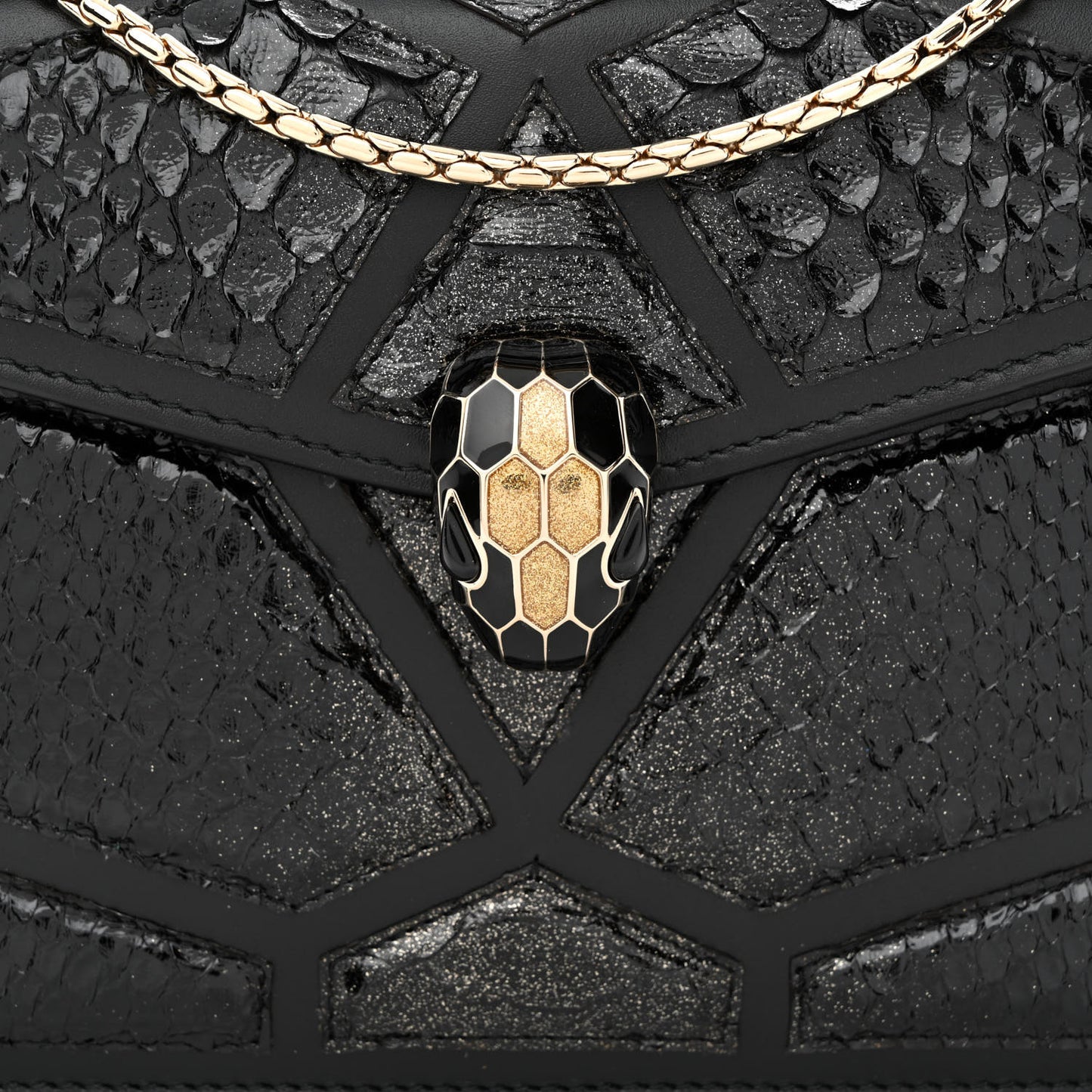 Calfskin Snakeskin Serpenti Forever Crossbody Bag Black