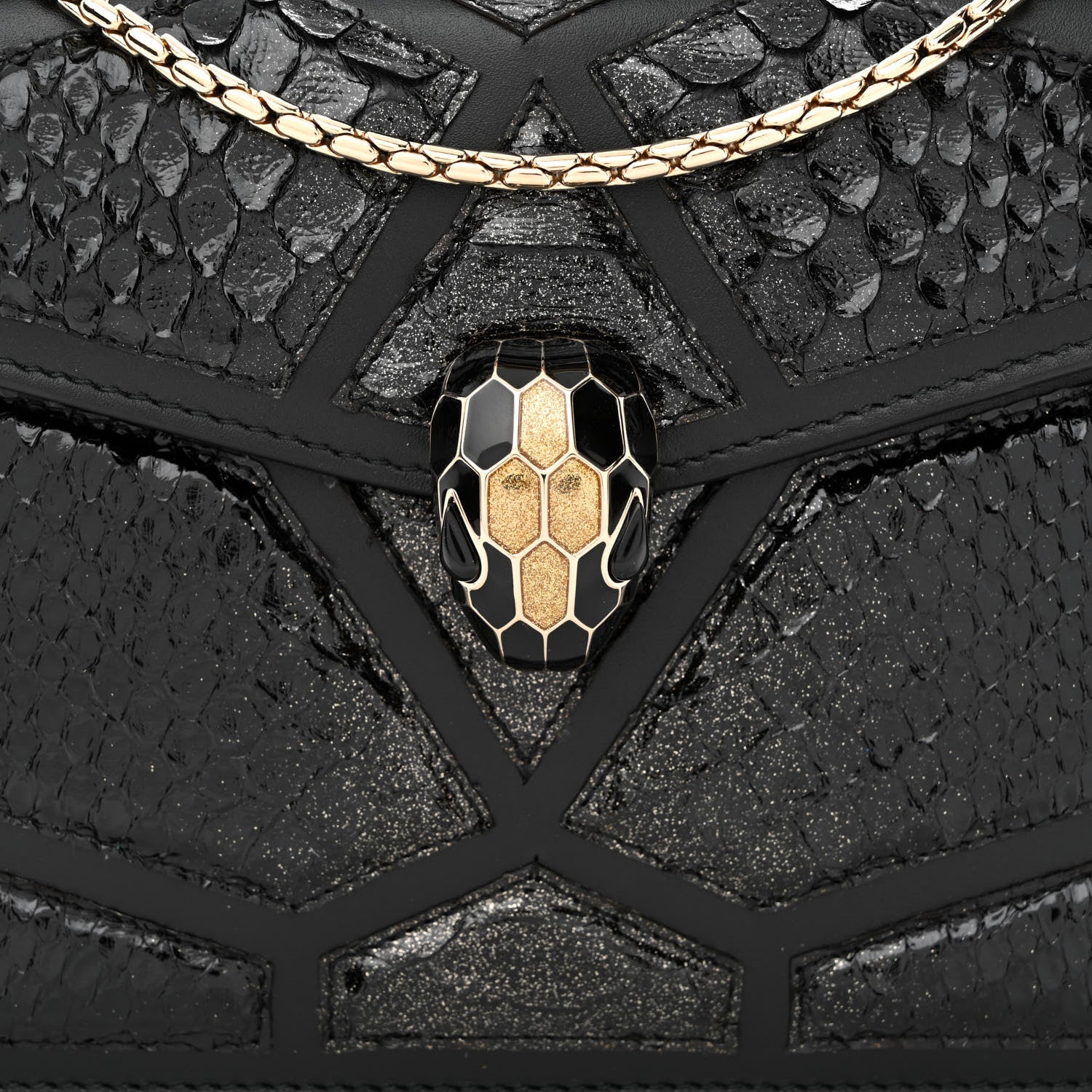 Bulgari Calfskin Snakeskin Serpenti Forever Crossbody Bag Black 10 of 12