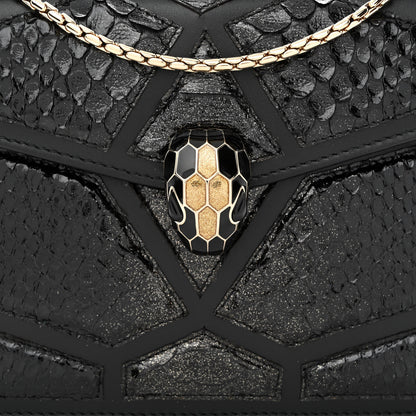 Bulgari Calfskin Snakeskin Serpenti Forever Crossbody Bag Black 10 of 12