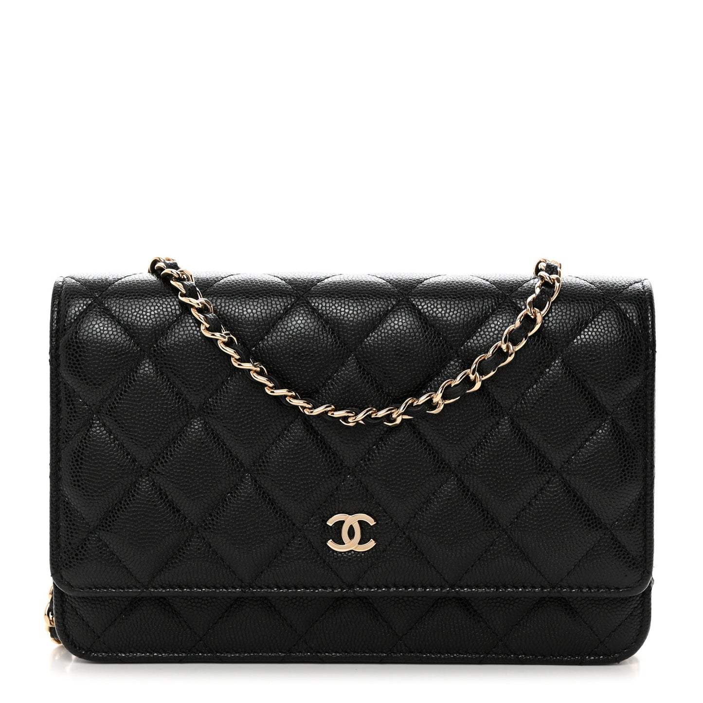Caviar Quilted Wallet on Chain WOC Black