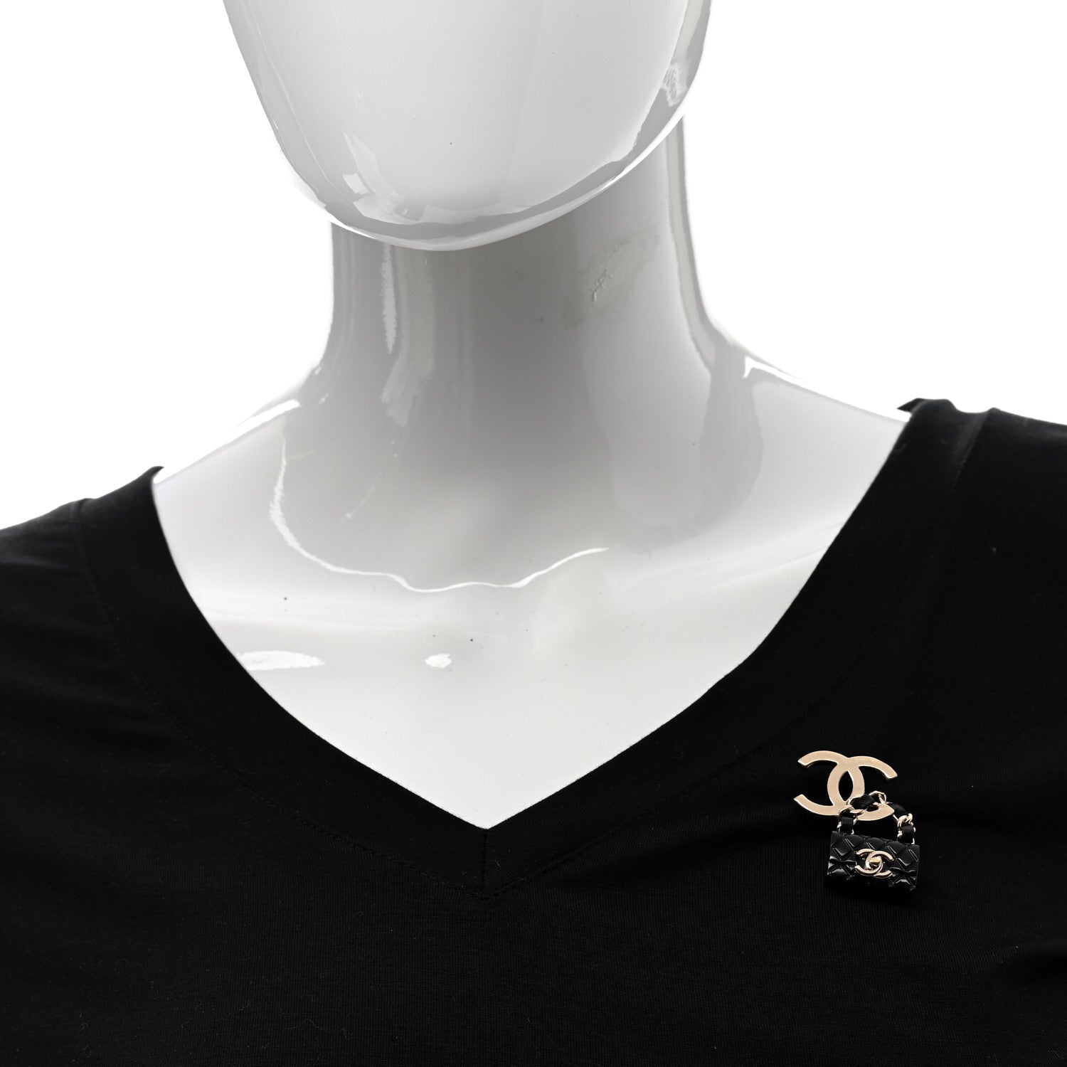 Chanel Metal Enamel CC Quilted Flap Brooch Gold Black 2 of 5