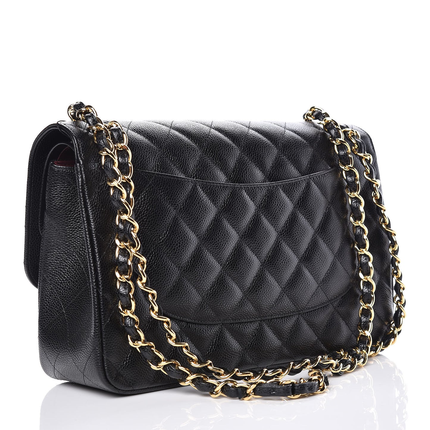 Caviar Quilted Jumbo Double Flap Black