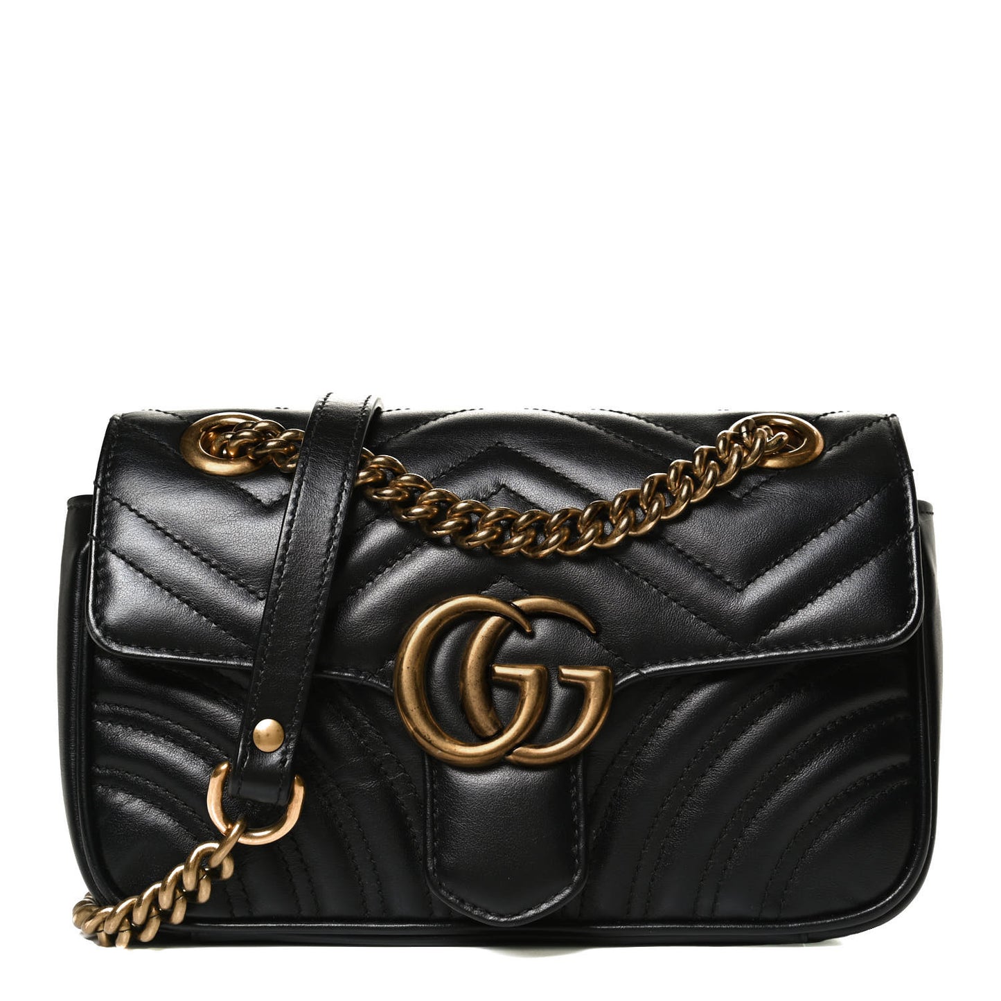 Calfskin Matelasse Mini GG Marmont Shoulder Bag Black