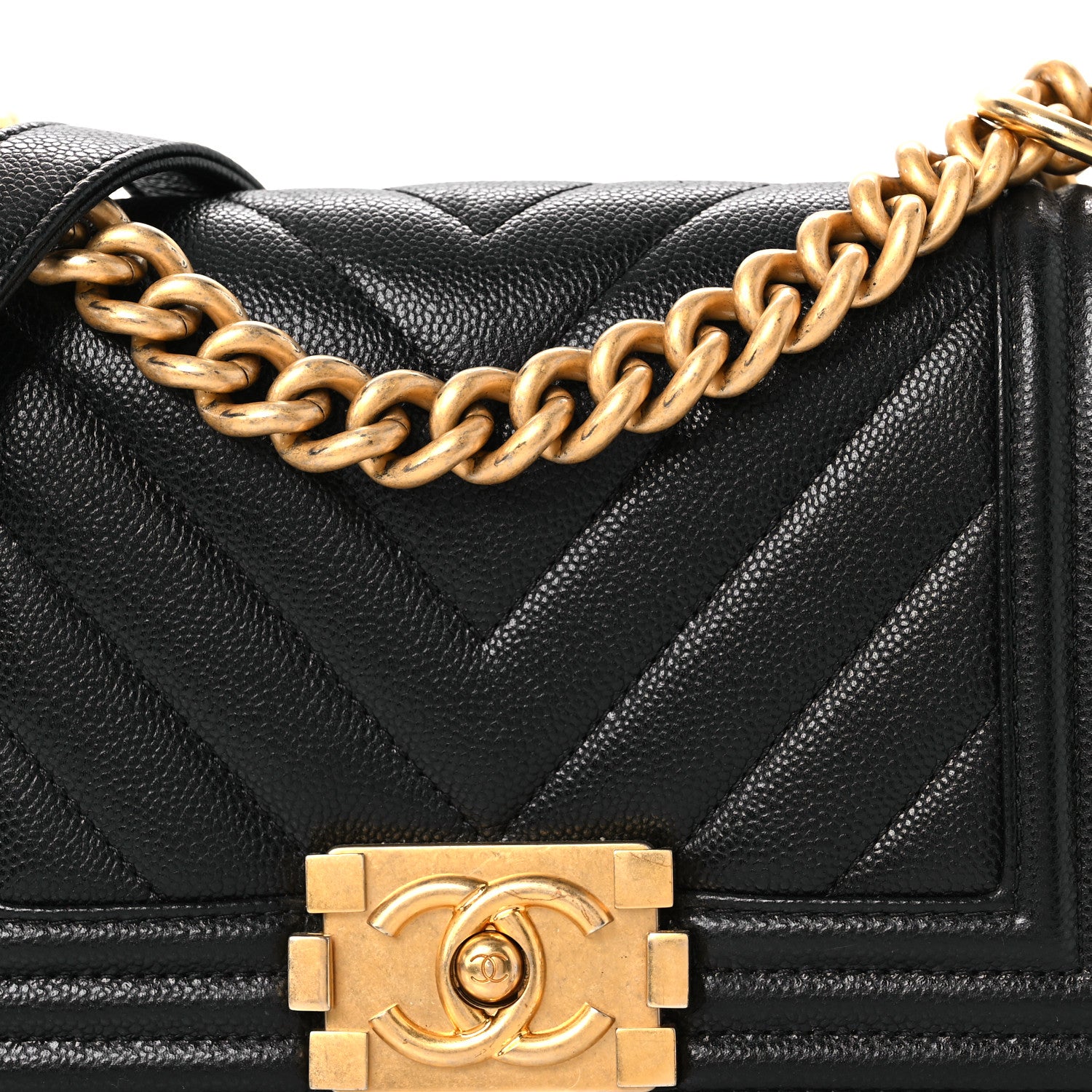 Chanel Caviar Chevron Quilted Small Boy Flap Black 8 of 15