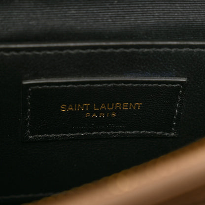 Saint Laurent Sheepskin Matelasse Chevron Monogram Medium College Bag Dark Beige 9 of 13