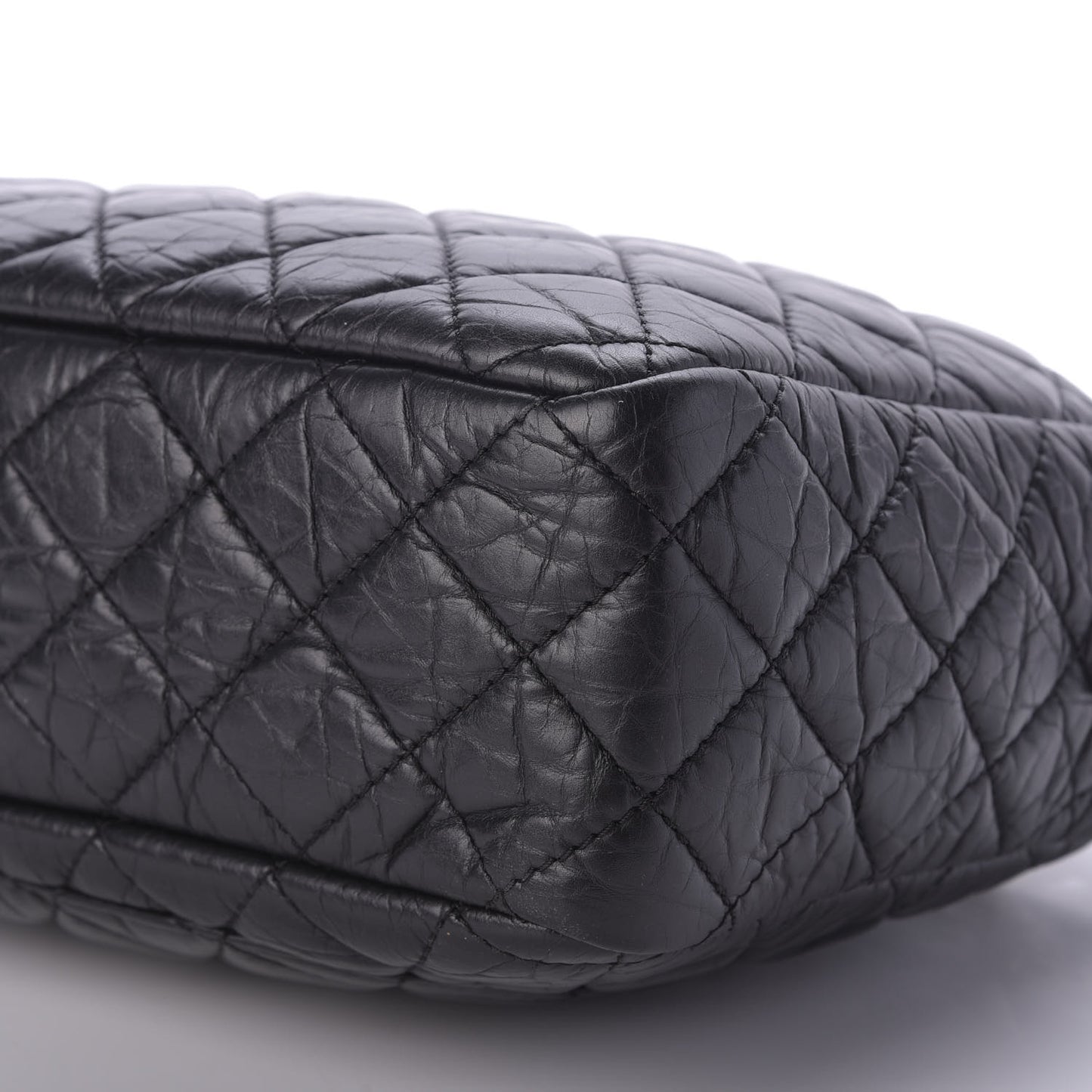 Aged Calfskin Quilted Large Reissue Camera Case Black