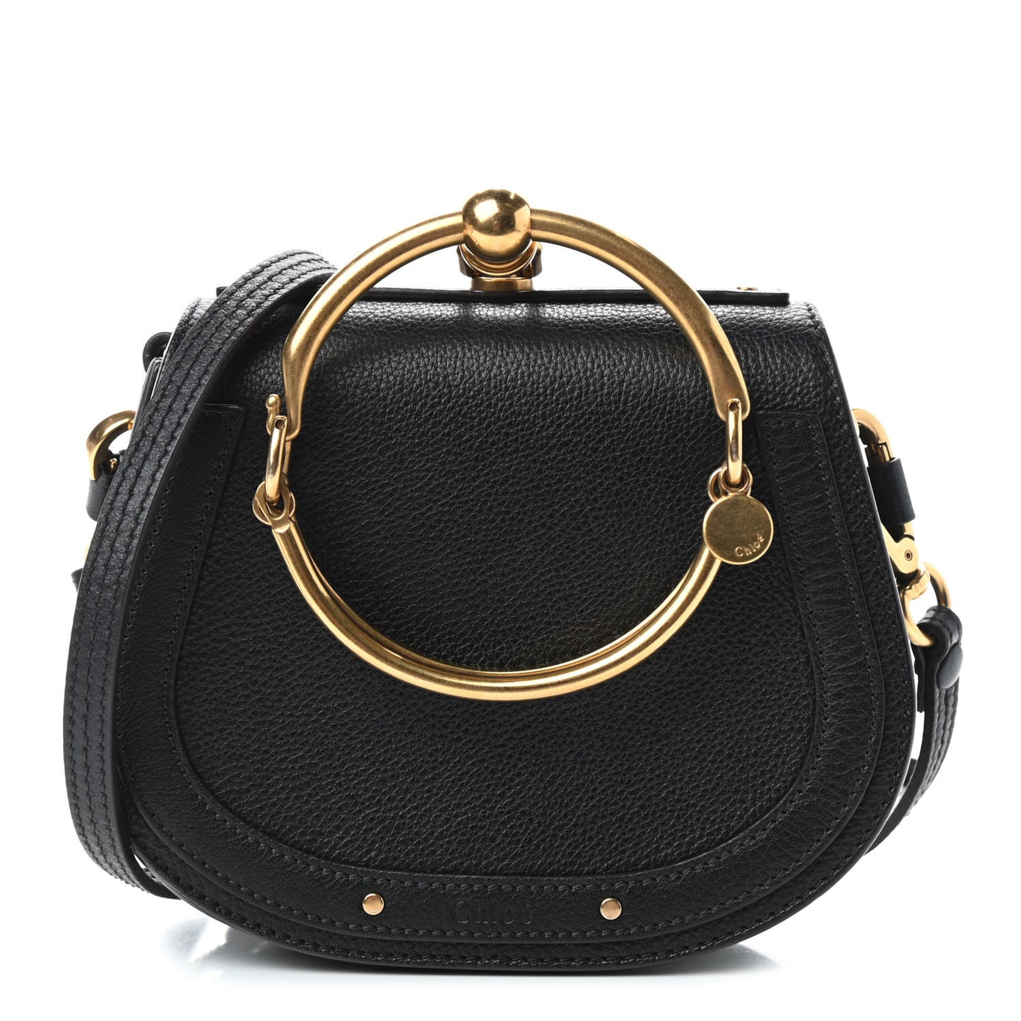 Calfskin Suede Small Nile Bracelet Bag Black