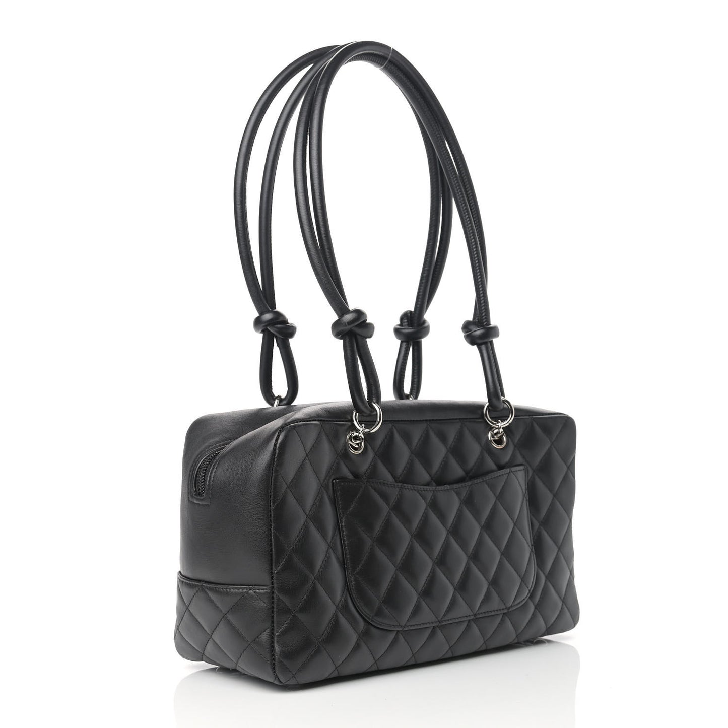 Calfskin Quilted Large Cambon Bowler Black White
