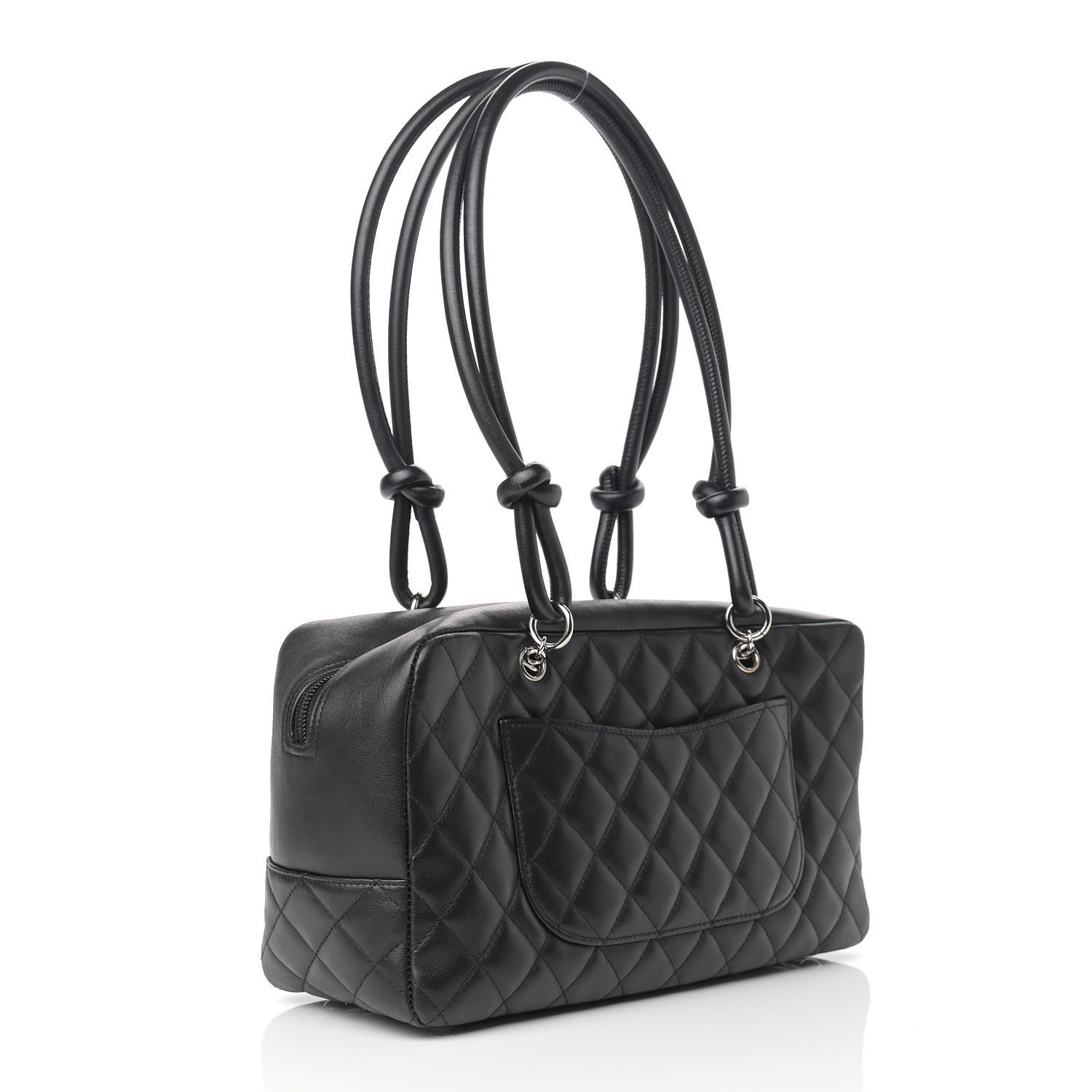 Chanel Calfskin Quilted Large Cambon Bowler Black White 3 of 13