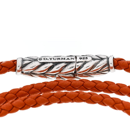 David Yurman Sterling Silver Leather Mens Chevron Triple-Wrap Bracelet Orange 3 of 3