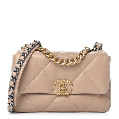 Chanel Lambskin Quilted Medium Chanel 19 Flap Dark Beige 1 of 10