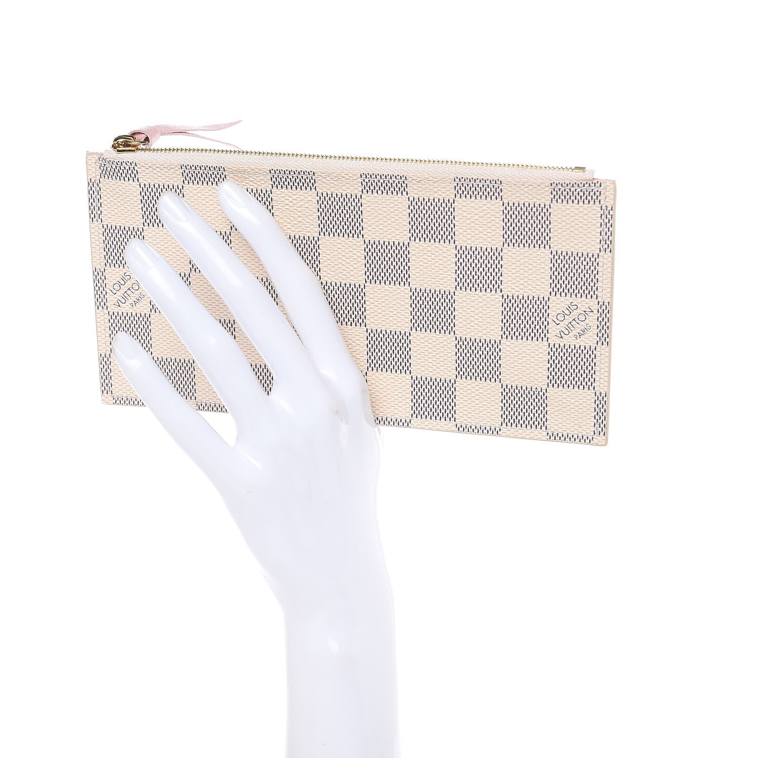 Louis Vuitton Damier Azur Felicie Chain Wallet Zippered Insert Rose Ballerine 2 of 6