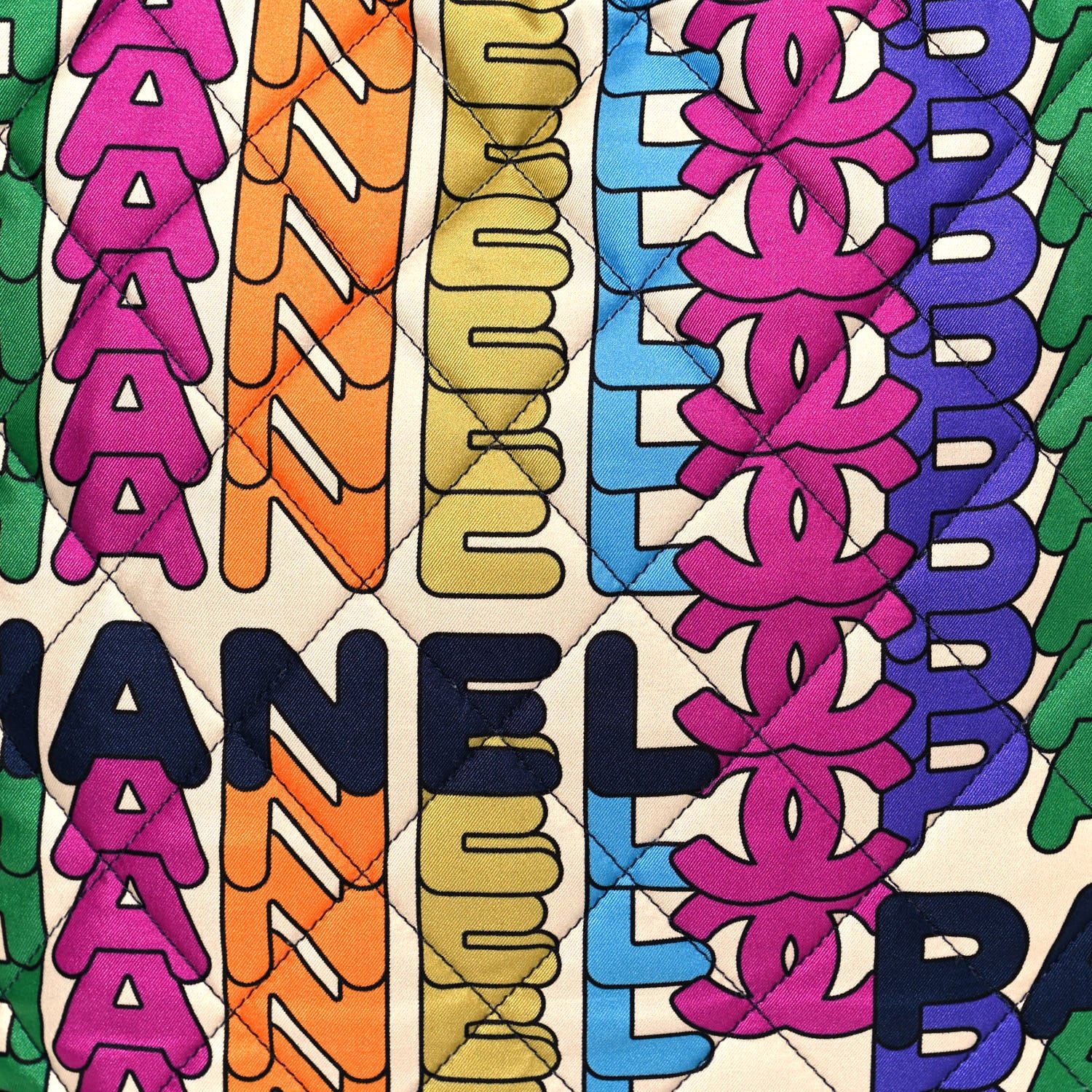 Chanel Printed Fabric Quilted Logo Large Shopping Tote Multicolor 8 of 12