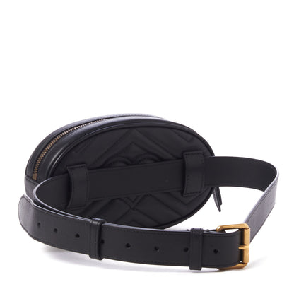 Gucci Calfskin Matelasse GG Marmont Belt Bag 85 34 Black 3 of 9