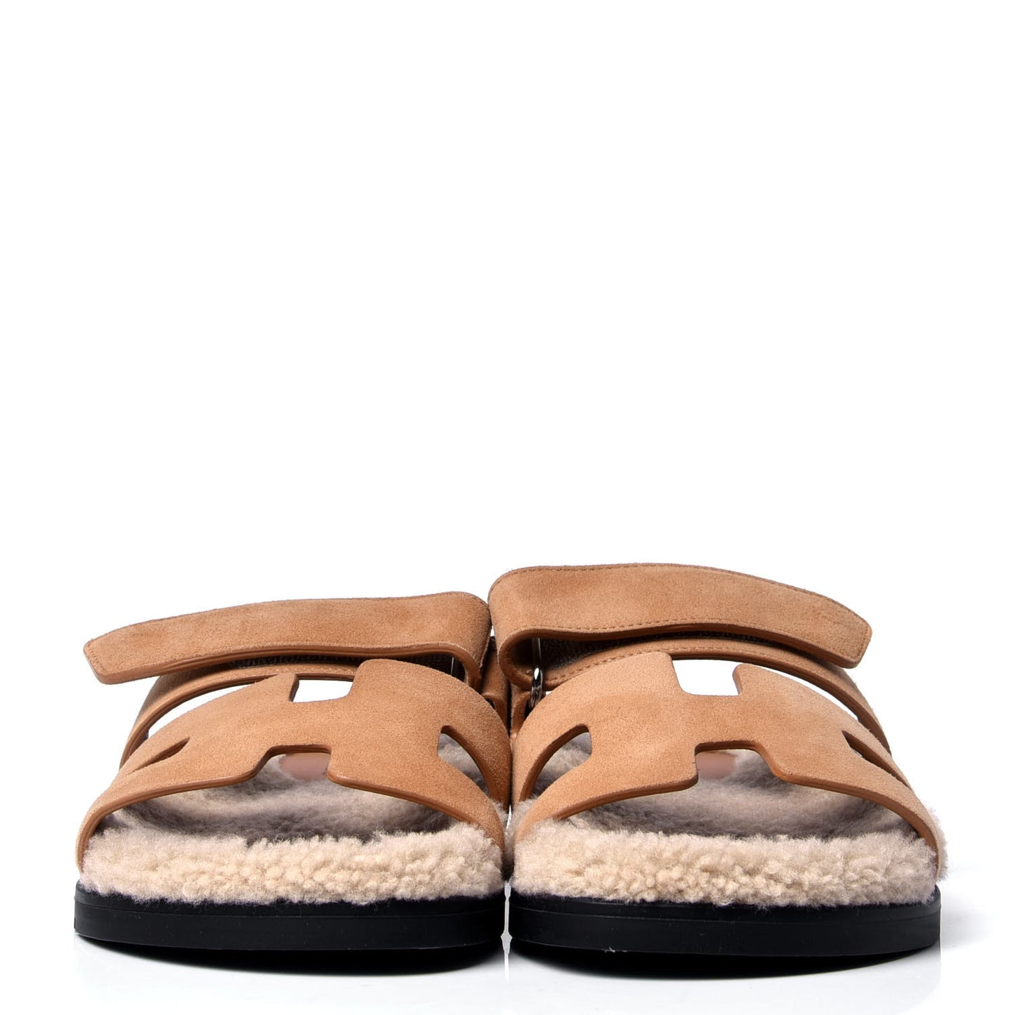 Suede Goatskin Woolskin Womens Chypre Sandals 37.5 Golden Beige