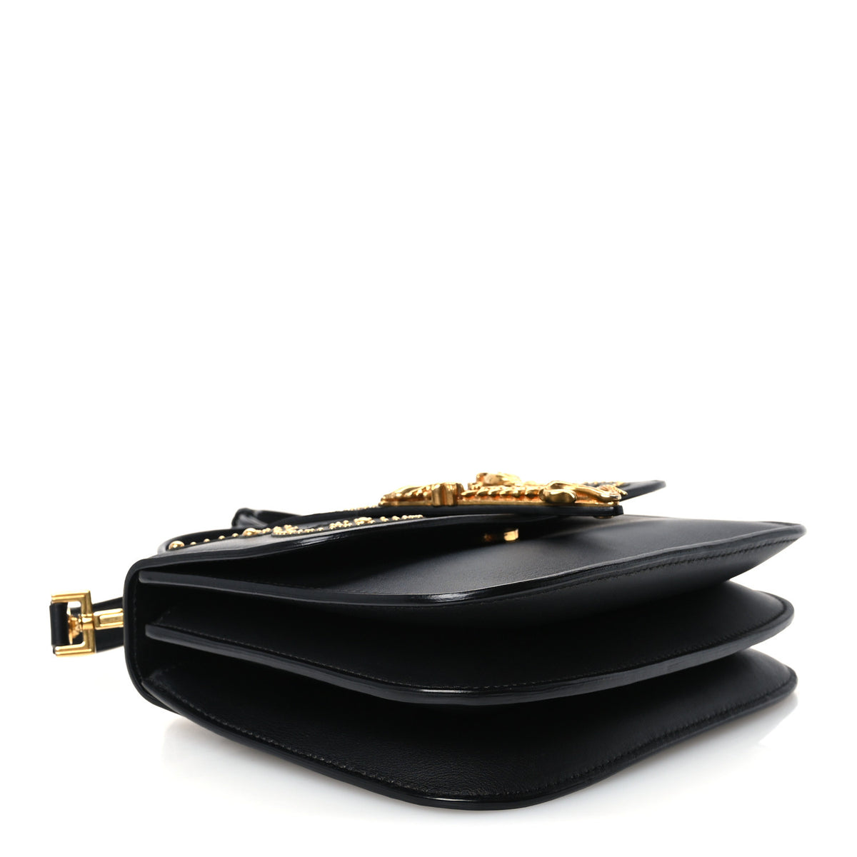 Versace Vitello Western Studded Virtus Mini Top Handle Shoulder Bag Black 3 of 10