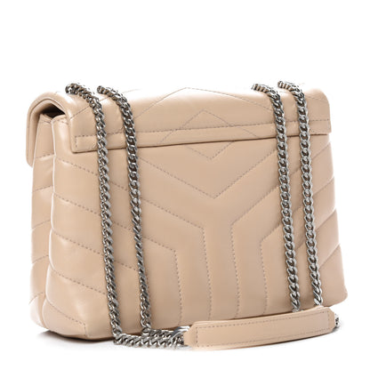 Saint Laurent Calfskin Y Quilted Monogram Small Loulou Chain Satchel Nude Powder 3 of 12