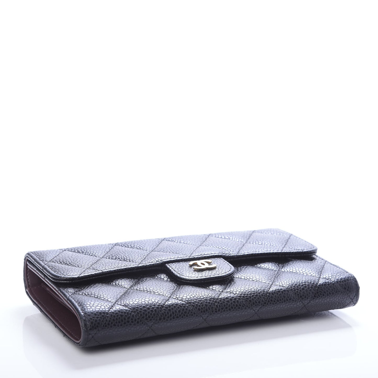 Caviar Quilted Large Flap Wallet Black