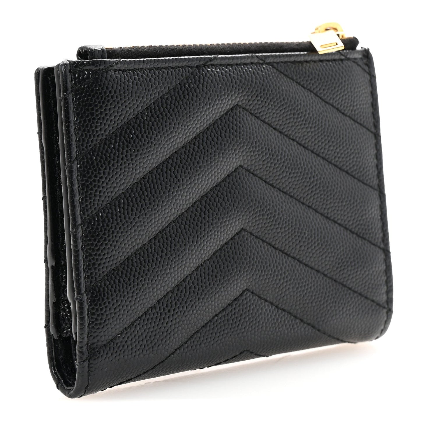 Grain De Poudre Matelasse Chevron Monogram Zipped Card Case Black