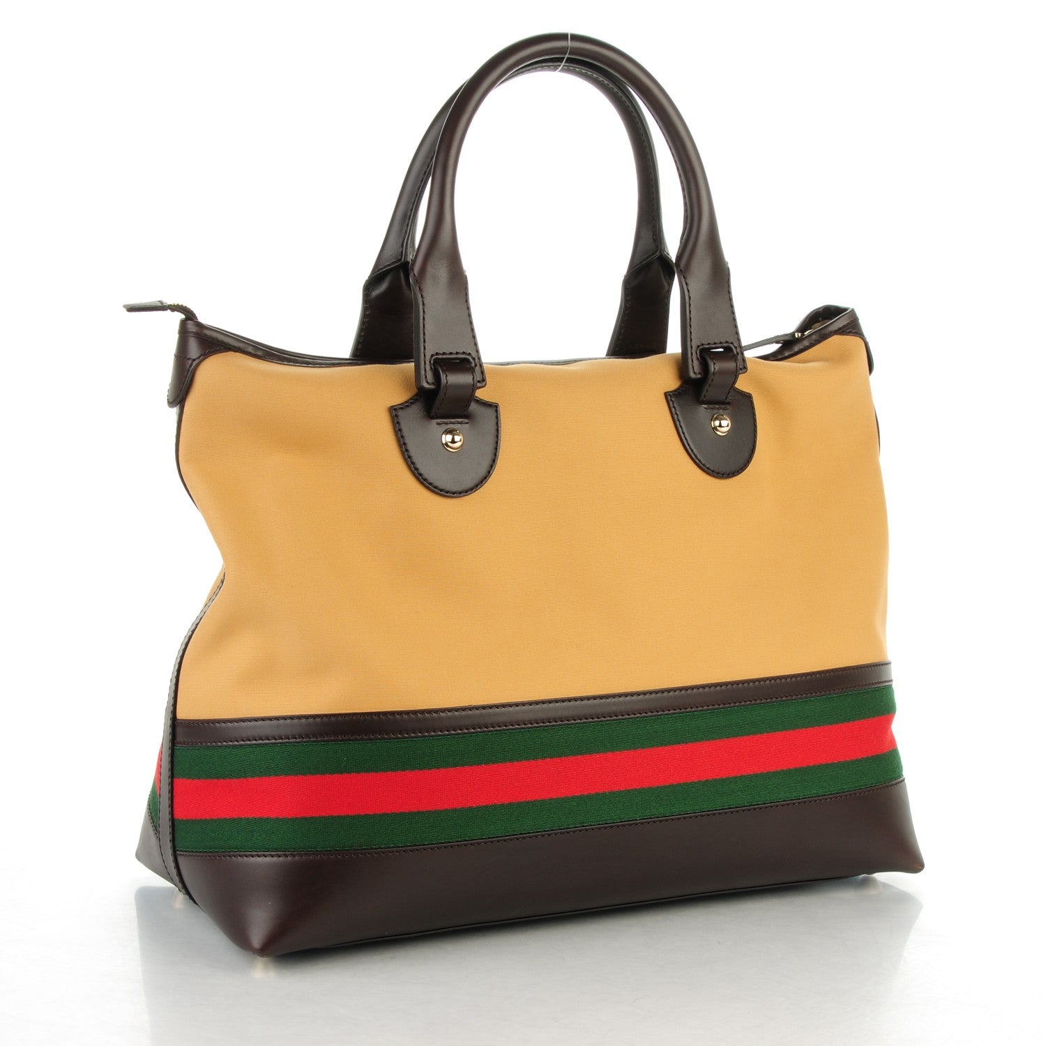Gucci Canvas Large Signature Web Tote Dark Brown 3 of 7