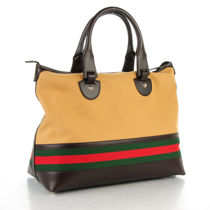 Gucci Canvas Large Signature Web Tote Dark Brown 3 of 7