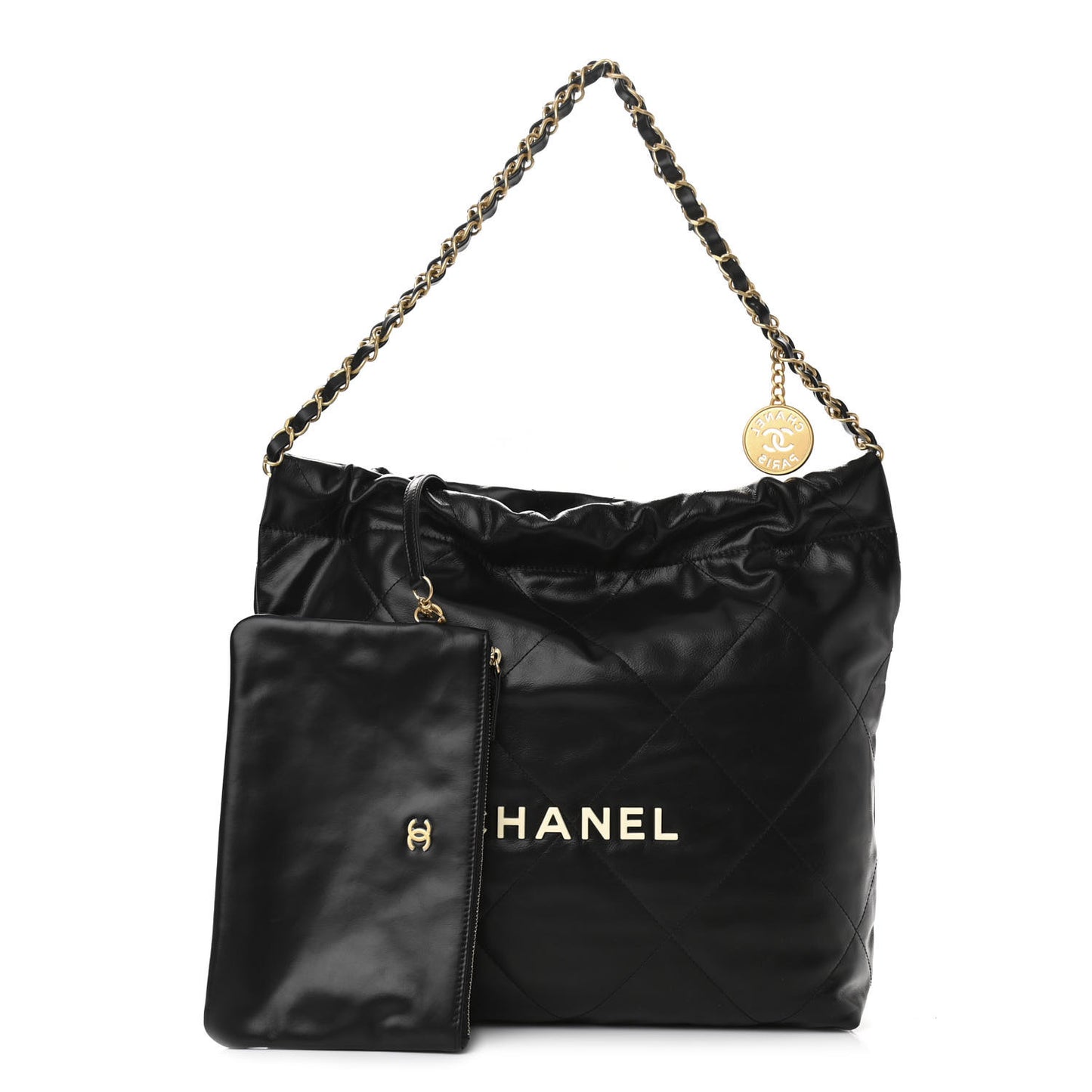 Calfskin Quilted Small Chanel 22 Black
