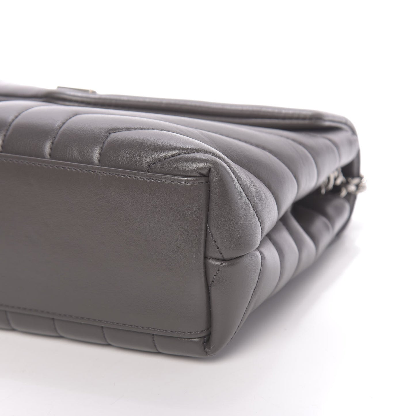 Calfskin Y Quilted Monogram Small Loulou Chain Satchel Asphalt