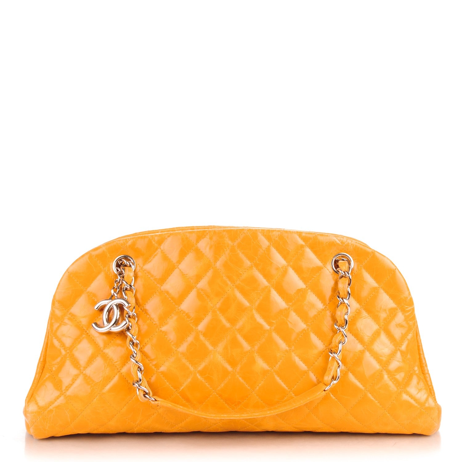 Chanel Glazed Calfskin Quilted Medium Just Mademoiselle Bowling Bag Dark Orange 1 of 10