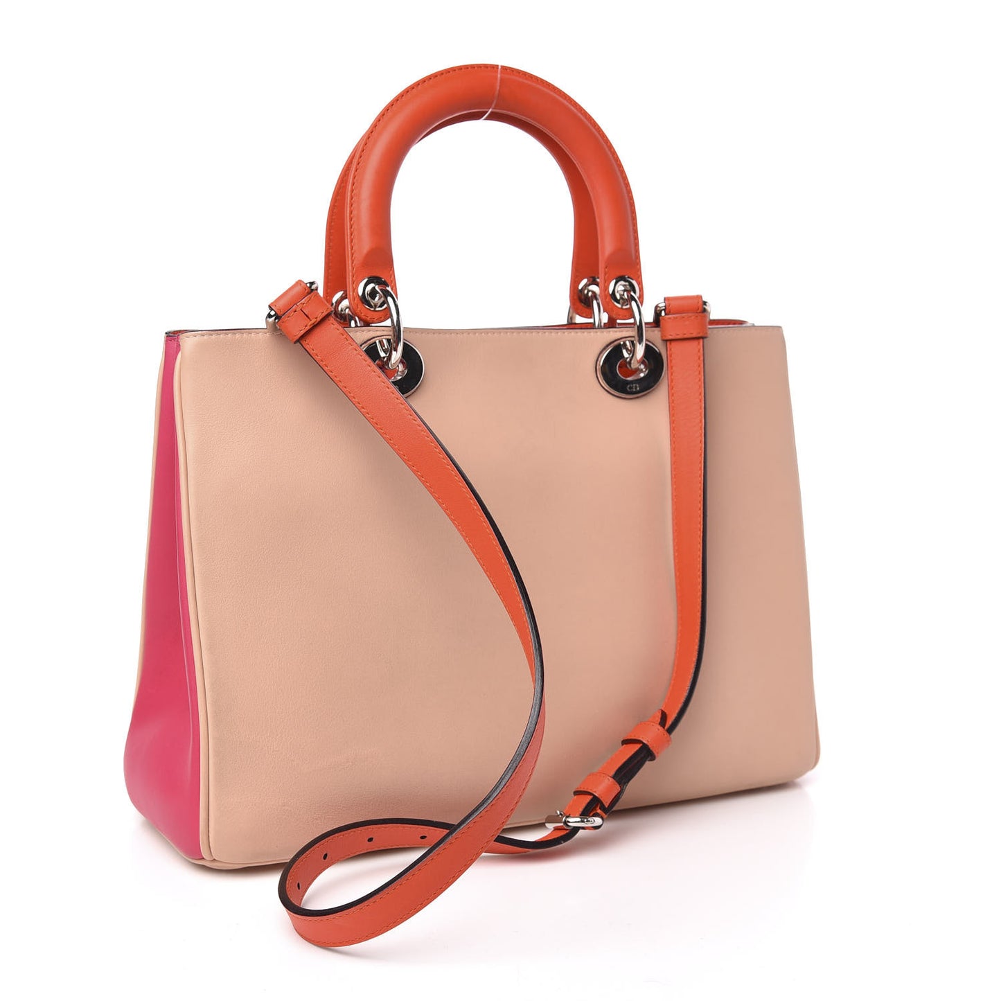 Smooth Calfskin Medium Tri-Color Diorissimo Tote Pink Fuchsia Orange