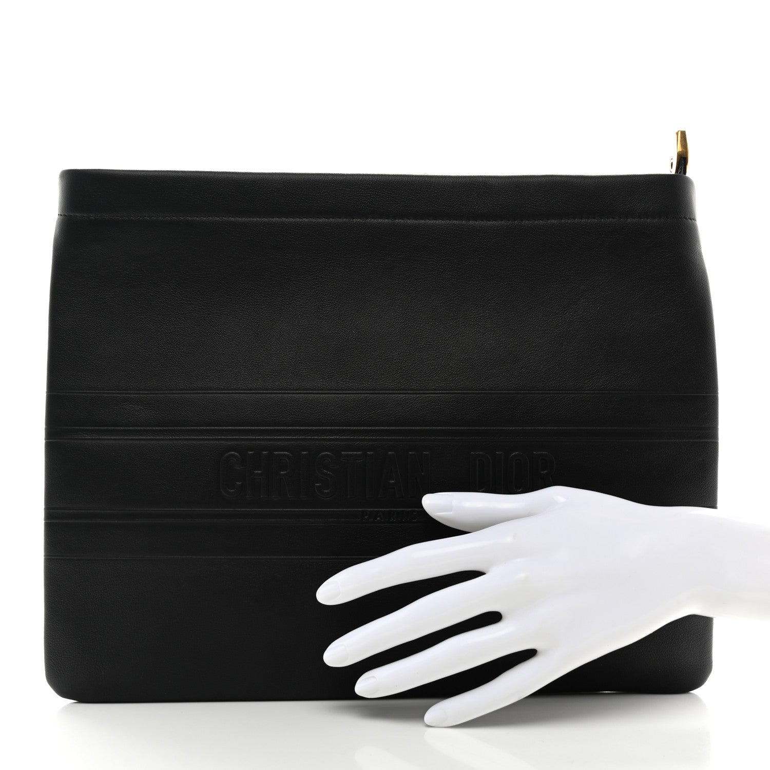 Christian Dior Calfskin Medium Diordouble Zip Pouch Black 2 of 6