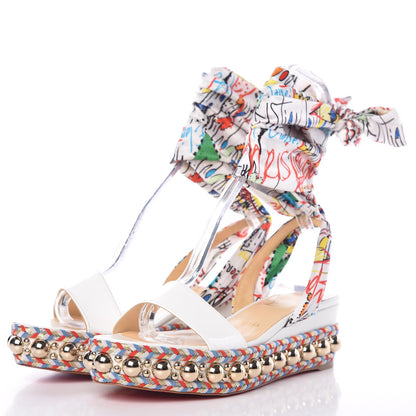 Christian Louboutin Patent Crepe Satin Levantinana 60 Platform Sandals 38 Version White 3 of 9