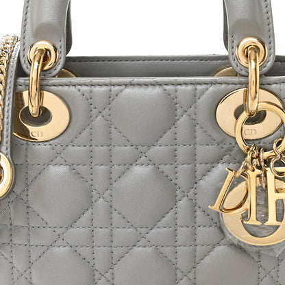 Christian Dior Lambskin Cannage Mini Lady Dior Gray Opaline 8 of 10