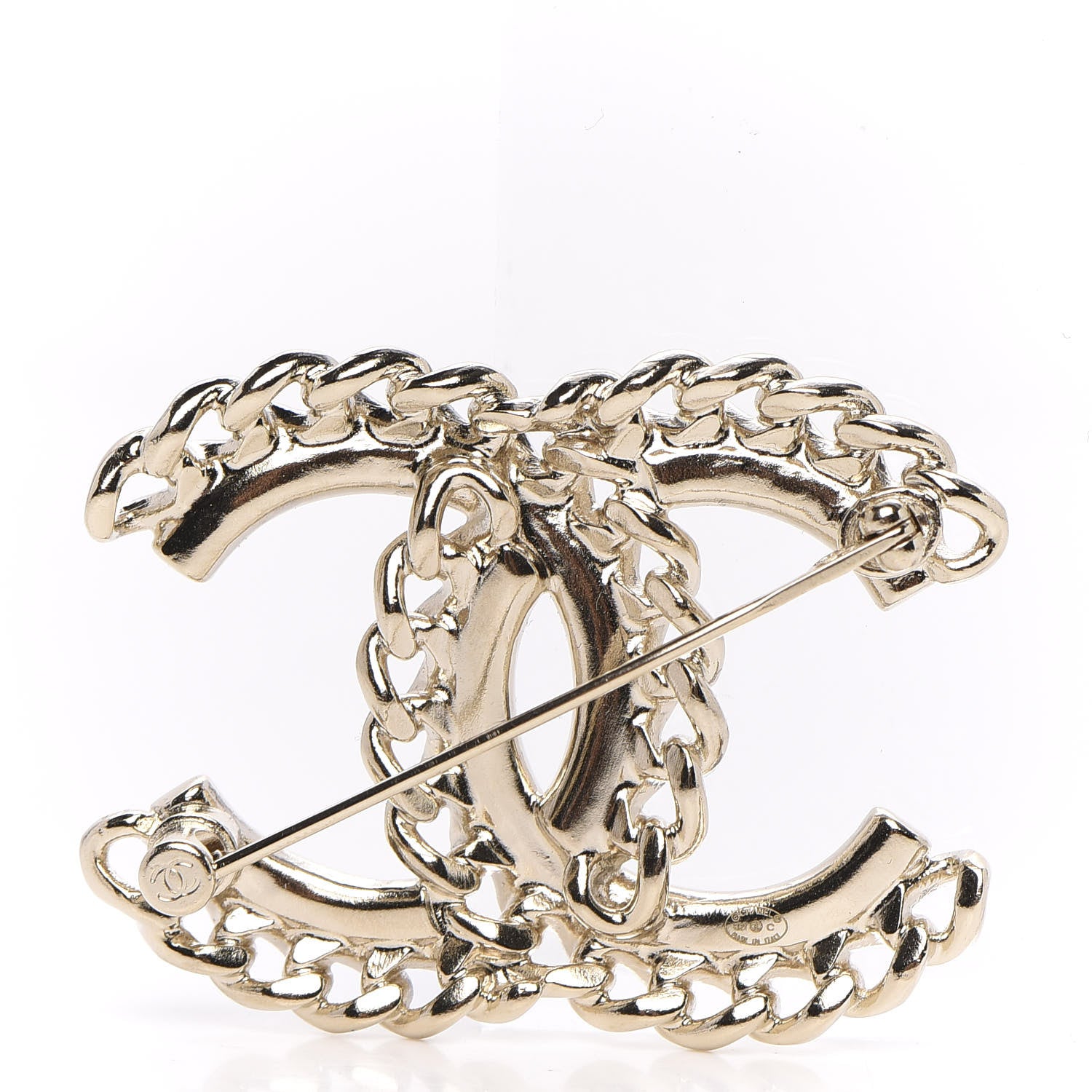 Chanel Crystal Chain CC Brooch Gold 3 of 5
