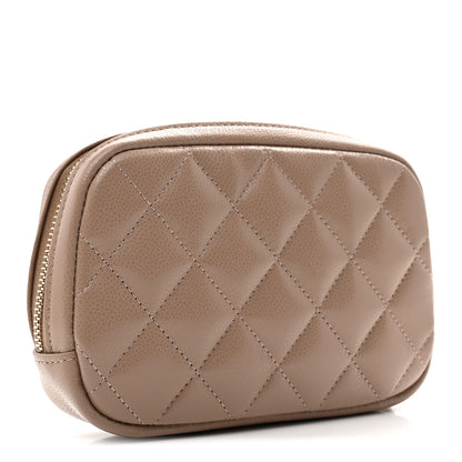 Chanel Lambskin Quilted Small Curvy Pouch Cosmetic Case Dark Beige 3 of 8