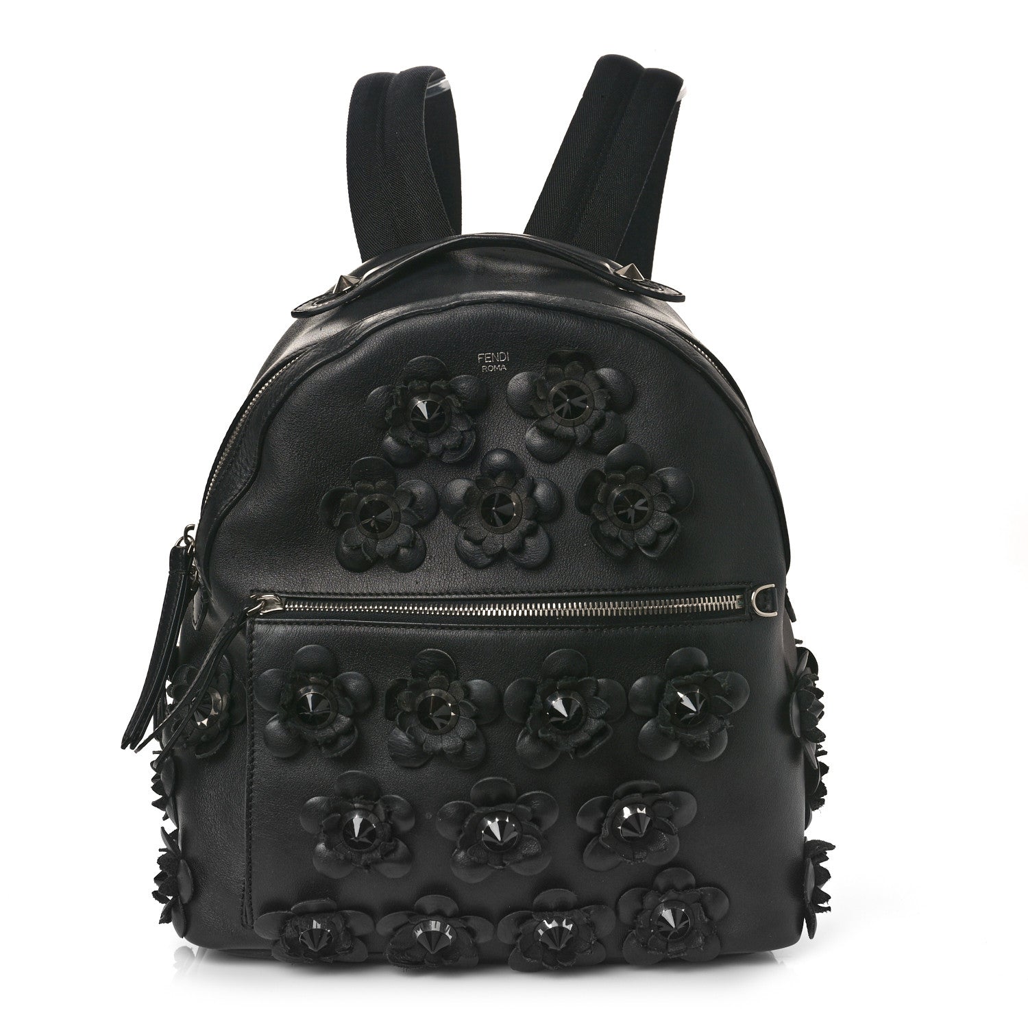 Fendi Vitello Dolce All Over Flowerland Large Backpack Black 1 of 10