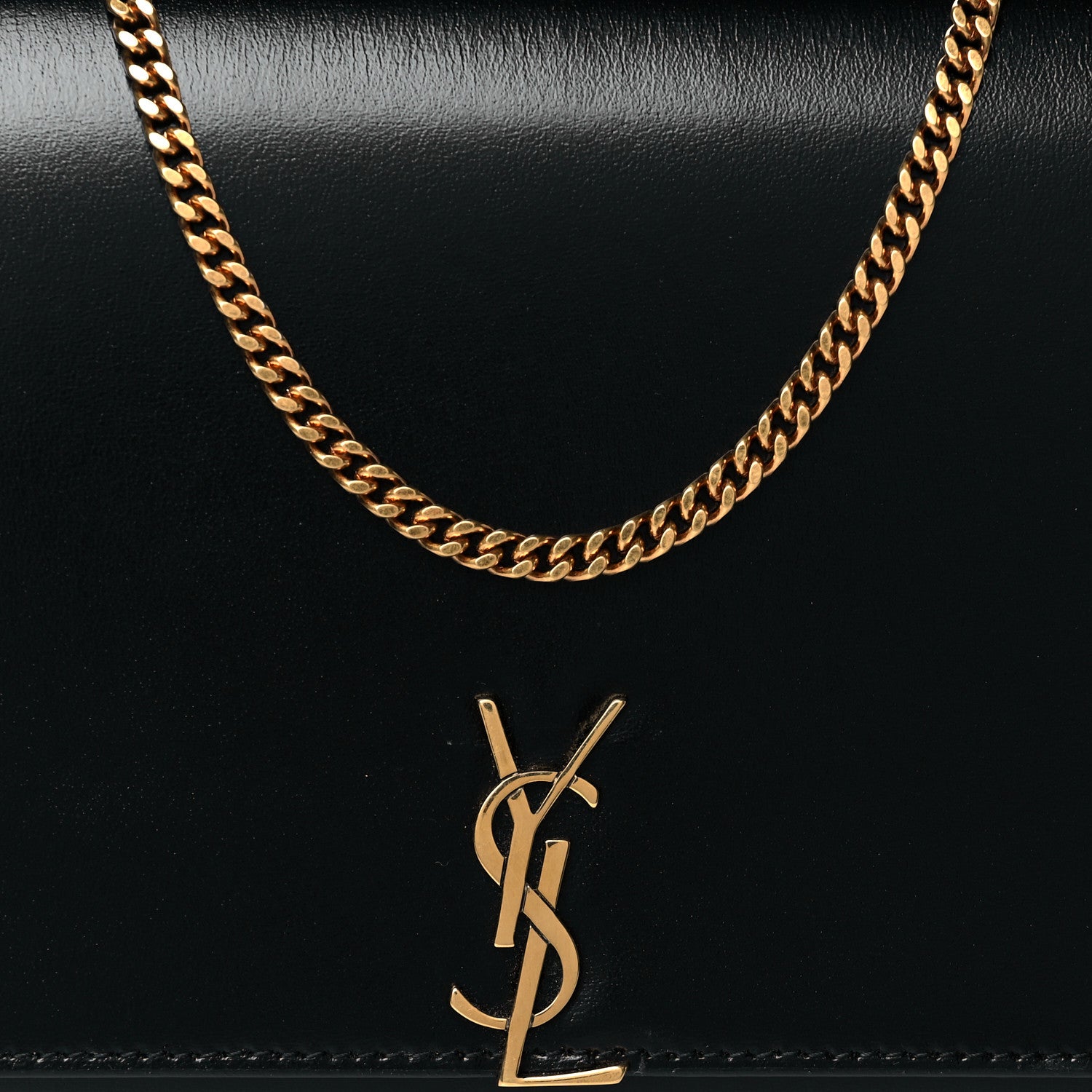Saint Laurent Glossy Calfskin Monogram Chain Wallet Black 7 of 10