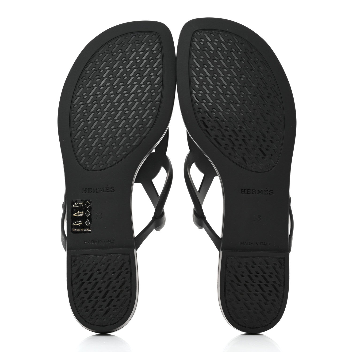 Hermes Rubber Womens Egerie Sandals 38 Black 5 of 9