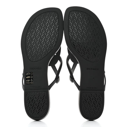 Hermes Rubber Womens Egerie Sandals 38 Black 5 of 9