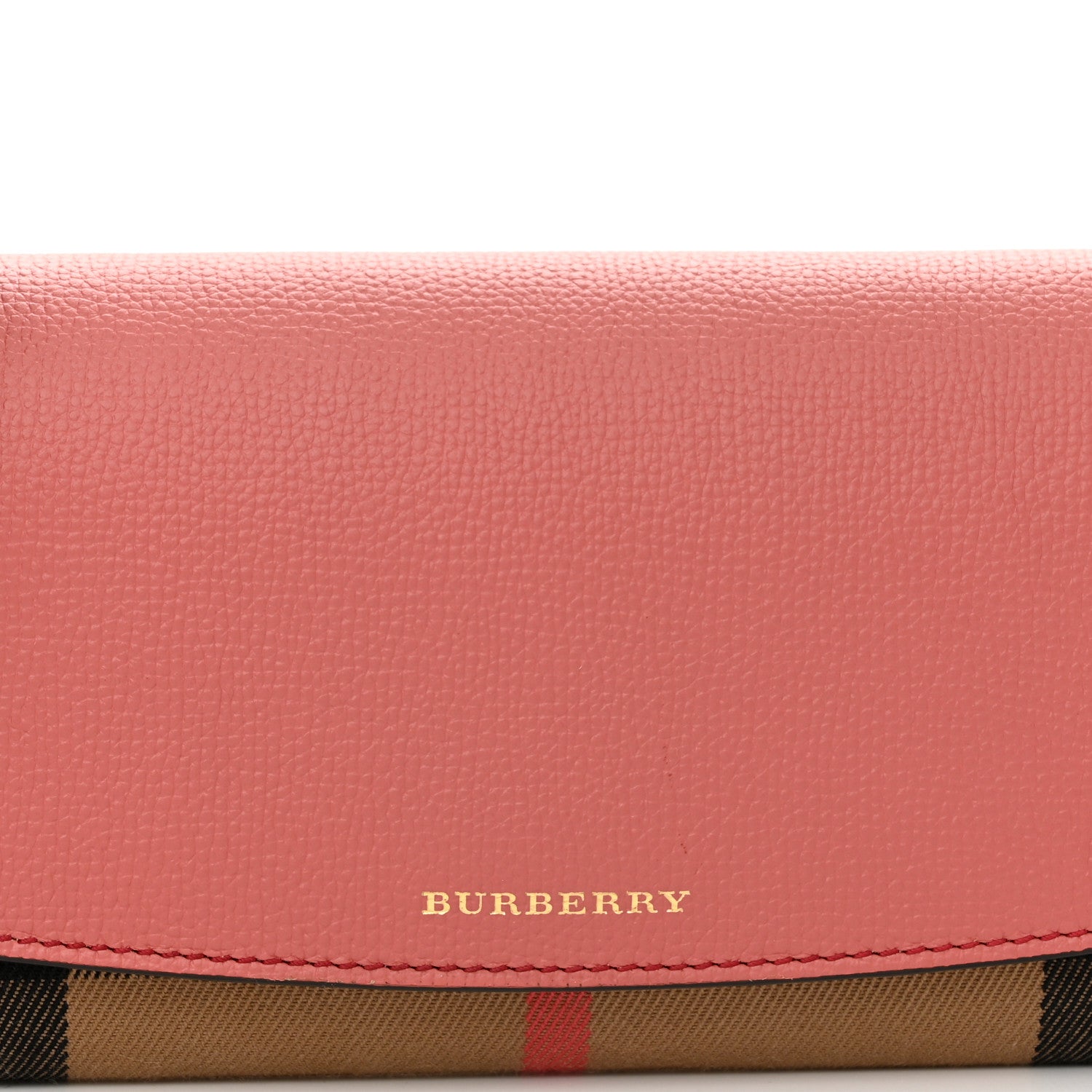 Burberry Grainy Calfskin House Check Henley Wallet On Chain Cinnamon Red 7 of 9