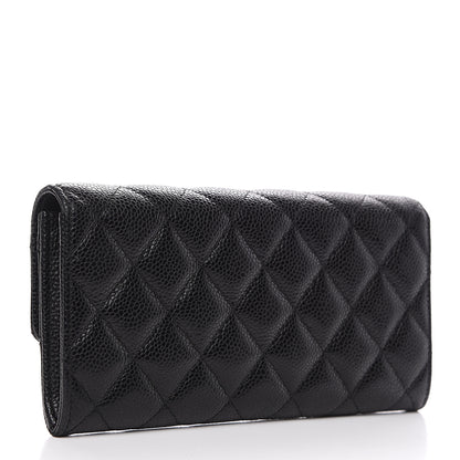 Chanel Caviar Quilted Large Gusset Flap Wallet Black 2 of 8