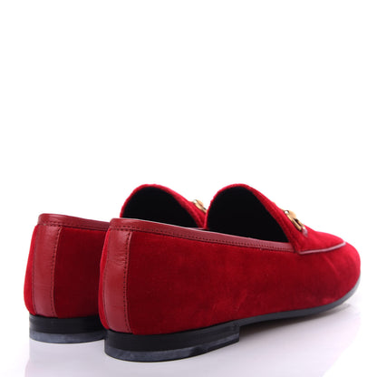 Gucci Velvet Horsebit Womens Jordaan Loafers 37.5 Hibiscus Red 4 of 11