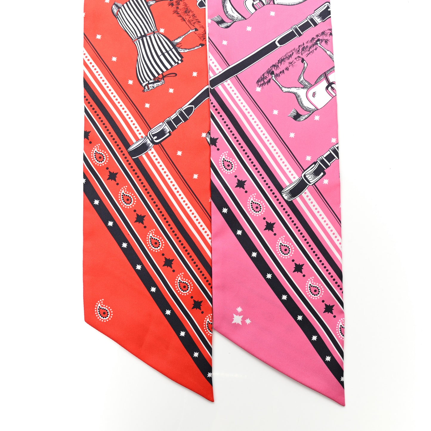 Silk Couvertures et Tenues de Jour Bandana Maxi Twilly Slim Rose Vif Rouge Vermillon