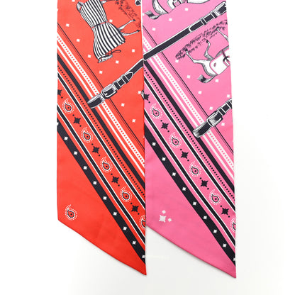 Hermes Silk Couvertures et Tenues de Jour Bandana Maxi Twilly Slim Rose Vif Rouge Vermillon 2 of 5