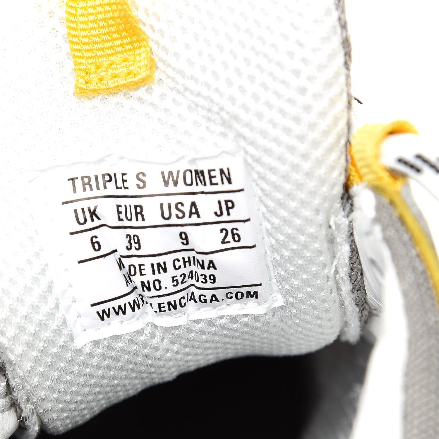 Balenciaga Fabric Mesh Womens Triple S Sneakers 39 Yellow Grey White 8 of 9
